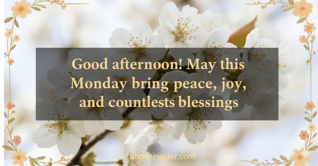 Good afternoon May this Monday bring peace, joy, and countless blessings